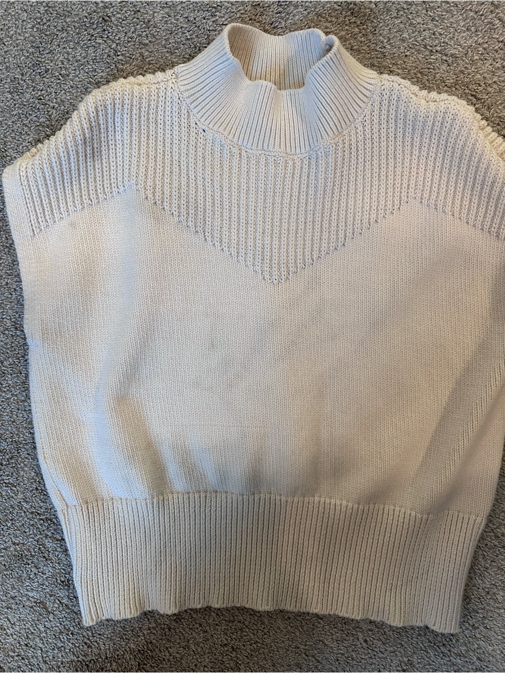 LOFT Cream Mock Neck Ribbed Sleeveless Sweater Women (FLAWED)